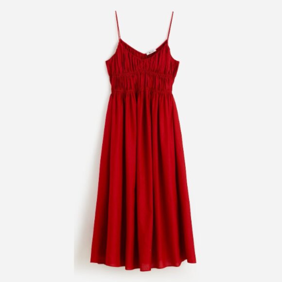 Madewell Linen-Blend Textured V-Neck Midi Dress NWT in Festival Red Large - Picture 13 of 13